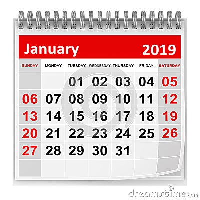 January 2019 Stock Photo