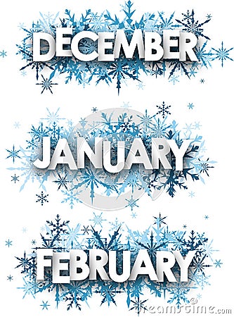 January, February, December banners. Vector Illustration