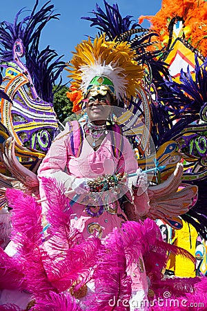 - JANUARY 1 - Female troop leader dances in Junkanoo, a cultural festival in Nassasu in Jan 1, 2011 Editorial Stock Photo