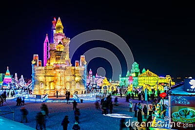 January 2015 - Harbin, China - International Ice and Snow Festival Editorial Stock Photo