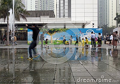 January 21, 2015, Hong Kong, : slow speed shutter show Children Editorial Stock Photo