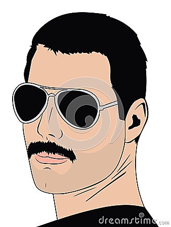 January 25 2019. The illustration of Freddie Mercury, editorial use only Vector Illustration