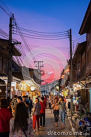 25 January 2020-Loei::Chiang Khan walking street and night market Editorial Stock Photo