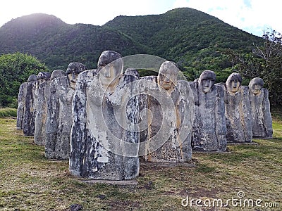 Monument to the shipwrecked slaves of l`anse caffard, French West Indies Caribbean. Commemorative Editorial Stock Photo