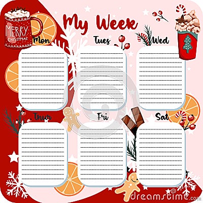 January monthly planner, weekly planner, habit tracker template and example. Template for agenda, schedule, planners, checklists, Vector Illustration
