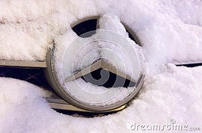 Mercedes, covered with snow Editorial Stock Photo