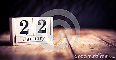 January 22nd, 22 January, Twenty Second of January, calendar month - date or anniversary or birthday Stock Photo