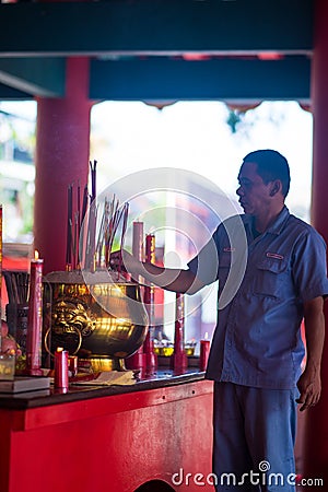 22 January 2023. Praying in Chinese New Year at the Temple. Semarang. Indonesia. Editorial Stock Photo