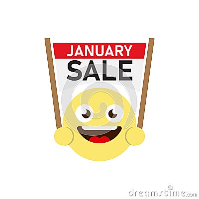 January sale vector icon symbol isolated on white background Vector Illustration