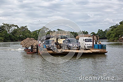 Small river crossing ferry in Guatemala Editorial Stock Photo