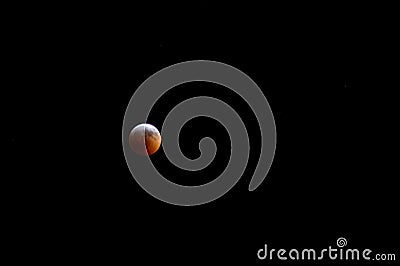 January 20, 2019 Super Wolf Blood Moon Eclipse over Mahomet, Illinois with stars Stock Photo