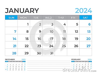 01-JANUARY 2024 template-DESIGN01 Vector Illustration