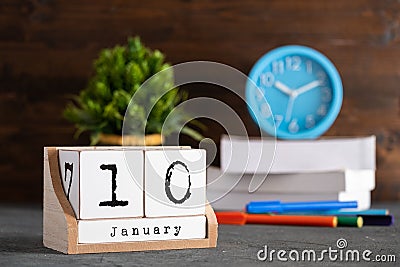 January 10th. January 10 on wooden cube calendar Stock Photo