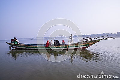 10 January 2024 Traditional Travel Boat in the Padma river Editorial Stock Photo