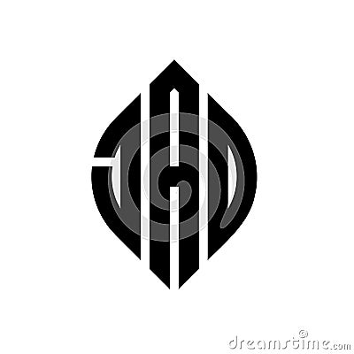 JAO circle letter logo design with circle and ellipse shape. JAO ellipse letters with typographic style. The three initials form a Vector Illustration