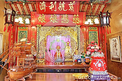 Jao Mae Soi Dork Mark Shrine is Chinese Shrine in wat panancherng is famous tourist attraction located at Ayuttaya, Thailand Editorial Stock Photo