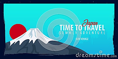 Japan banner. Time to Travel. Journey, trip and vacation. Vector flat illustration. Cartoon Illustration