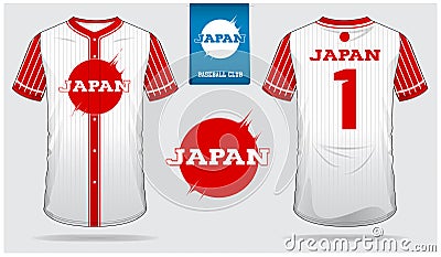 Japan Baseball jersey, sport uniform, raglan t-shirt sport, short, sock template. Baseball t-shirt mock up. Front and back view Vector Illustration