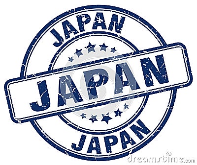 Japan blue grunge round rubber stamp Vector Illustration