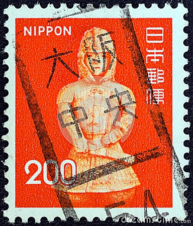 JAPAN - CIRCA 1971: A stamp printed in Japan shows Onjo Bosatsu relief, Todai Temple, circa 1971. Editorial Stock Photo