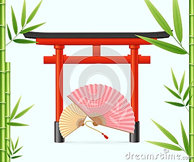 Japan Concept with Realistic Detailed 3d Element. Vector Vector Illustration