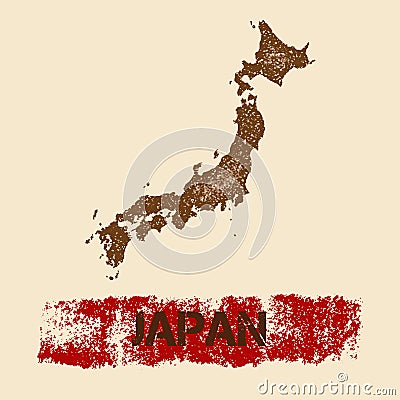 Japan distressed map. Vector Illustration