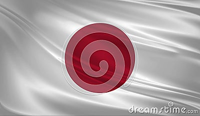Japan flag blowing in the wind. Background texture. 3d rendering, waving flag. Stock Photo