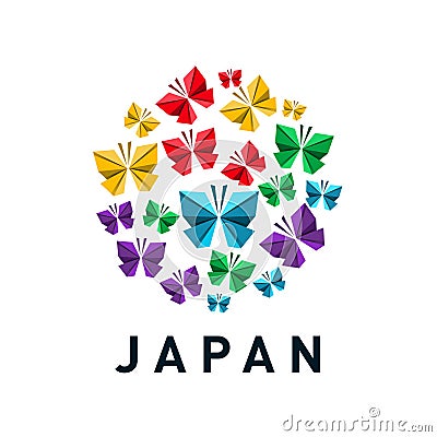 Japan icon with butterfly origami in white background Vector Illustration