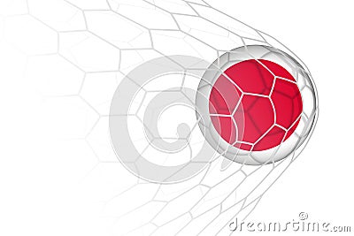 Japan flag soccer ball in net Vector Illustration