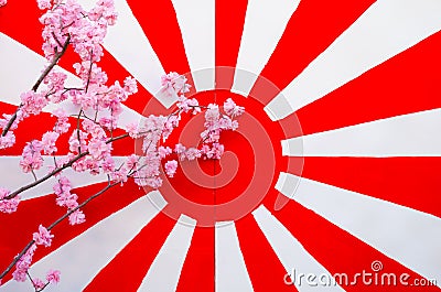 Japan flag with synthesis sakura flower Stock Photo