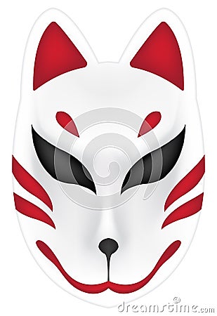Japan fox kitsune mask on white background Vector Illustration