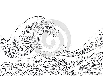 Japan great wave vector illustration Vector Illustration