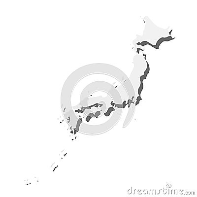 Japan - grey 3d-like silhouette map of country area with dropped shadow. Simple flat vector illustration Vector Illustration