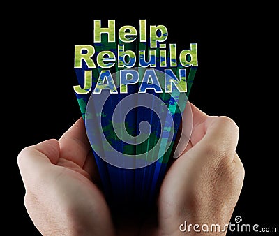 Japan help rebuild text Stock Photo