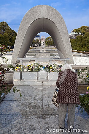 Japan - Hiroshima - the Gembaku Domu and Hiroshima Memorial Cenotaph Editorial Stock Photo