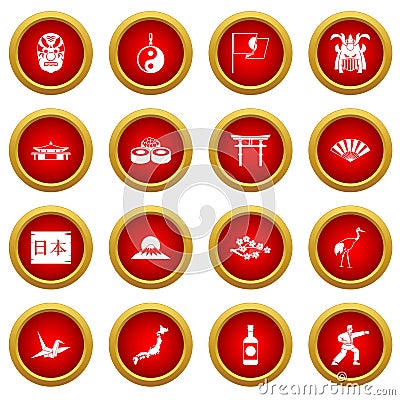 Japan icon red circle set Vector Illustration