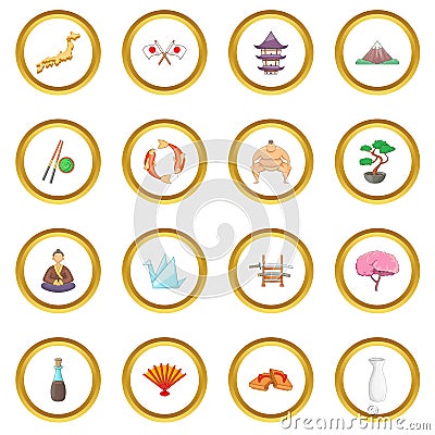 Japan icons circle Vector Illustration