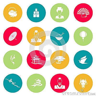 Japan icons flat Vector Illustration