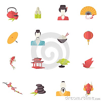 Japan icons flat Vector Illustration