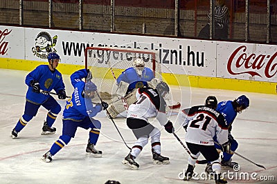 Japan - Kazahstan U 20 ice hockey match Editorial Stock Photo