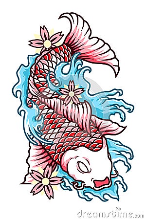 Japan Koi Fish Vector Tattoo Style Vector Illustration