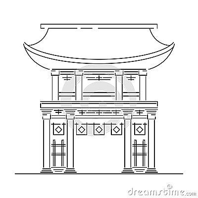 Japan landmark - temple, shrine, castle, pagoda, gate vector illustration simplified travel icon. Chinese, asian Vector Illustration