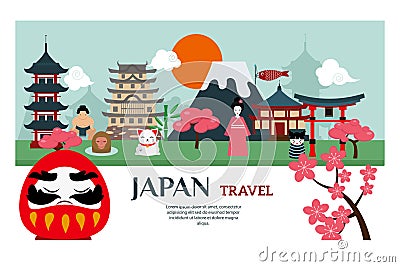 Japan landmark travel vector poster Vector Illustration