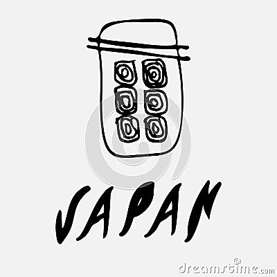 JAPAN logo design in doodle style Vector Illustration