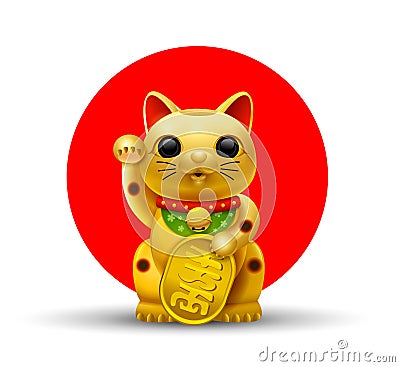 Japan lucky cat golg Vector Illustration