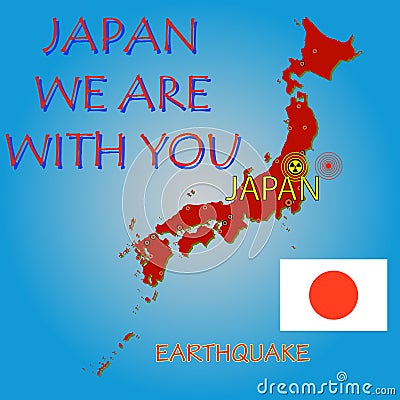 Japan map with epicenter Vector Illustration