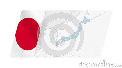 Japan map in modern style with flag of Japan on left side Vector Illustration