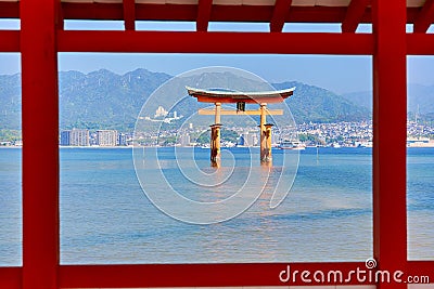 Japan. Miyajima. Hiroshima. Itsukushima Shrine and floating torii gate Stock Photo