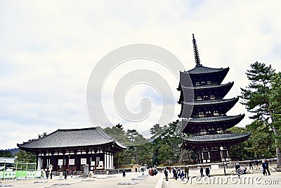 Japan Nara park temple Editorial Stock Photo