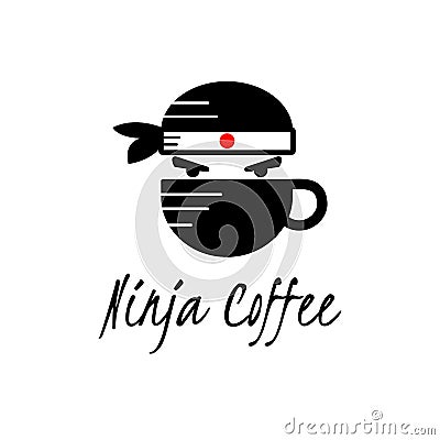 Japan ninja coffee logo vector illustration Vector Illustration